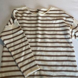 Cream and Brown Striped Sweater
